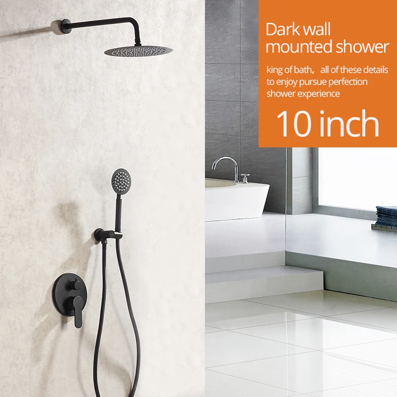 Douche Kranen Matte Black Wall Mount Badkamer Kraan Set Regenval