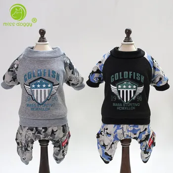 

New Winter Clothes for Dogs Thickening Warm Pet Clothing Fashion Letter Print Jumpsuit for Puppy Soft French Bulldog Overalls20E