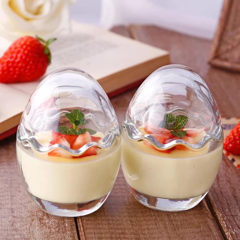 

High temperature resistant egg Pudding cup,lead-free transparent glass jelly mold (2PCS/Set)