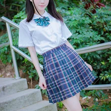 Японский Элегантный дизайн плиссированная юбка школьная форма для японской средней школы; обувь для женщин и девушек, Лолита, форма для школьников юбки Высокая Талия Косплэй клетчатая юбка