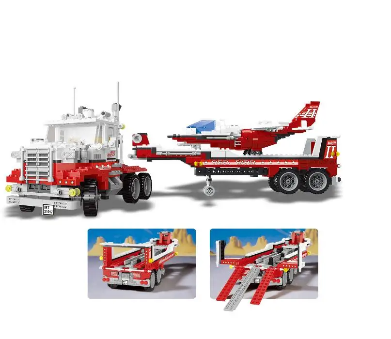 

New Truck Fighter transport Model 5591 Mach II Red Bird Rig Building Blocks DIY Bricks Toys For Children Compatible with Lepin