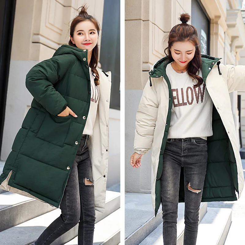 Red Femelle Hiver Bouton De noir Lâche lakysilk Veste Plus vert Avec Chaud brick Solide face Et Double Usure Fermeture Filles Dame Parka Taille Femmes Orange La Manteau Éclair wqXHAFxXa