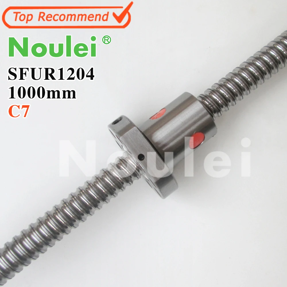 

Noulei 12mm 1204 Ball Screw Rolled C7 ballscrew SFU1204 1000mm with one 1204 flange single ball nut for CNC parts