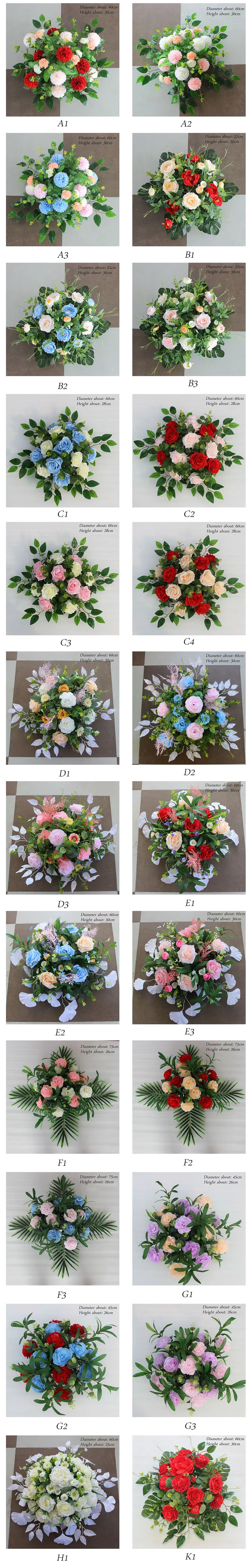 Flone Artificial New Wedding Road Lead Wedding T Stage Decoration Flower Arrangement Forest Series Red Hydrangea Rose Flower Row (55)