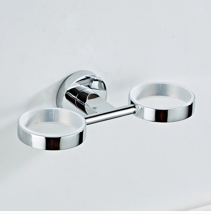 SRJ нержавеющая сталь хромированный подстаканник для ванной комнаты стиральная чашка зубная щетка встроенные Двойные подстаканники для ванной комнаты кружка держатель