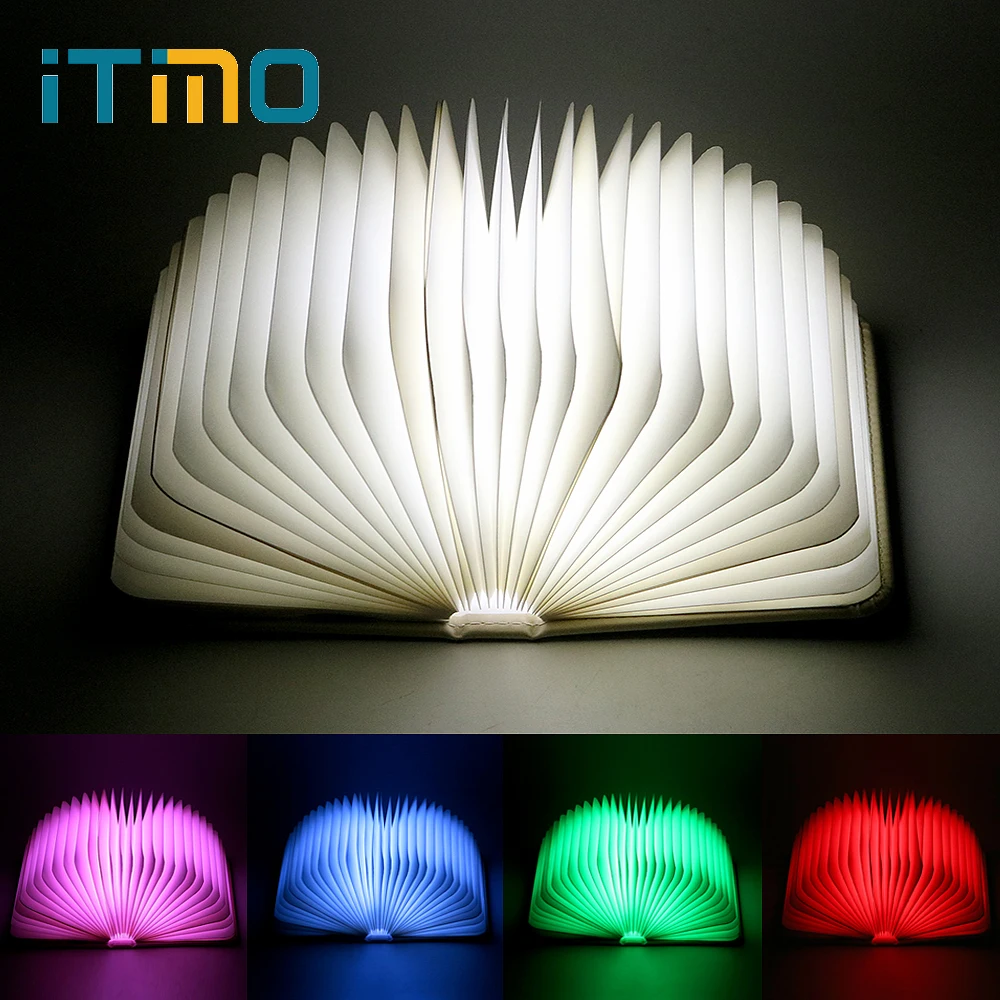 

ITimo Table Lamp Rechargeable LED Book Shaped Night Light Home Decor Book Lights USB Port Birthday Gift for Kids Folding