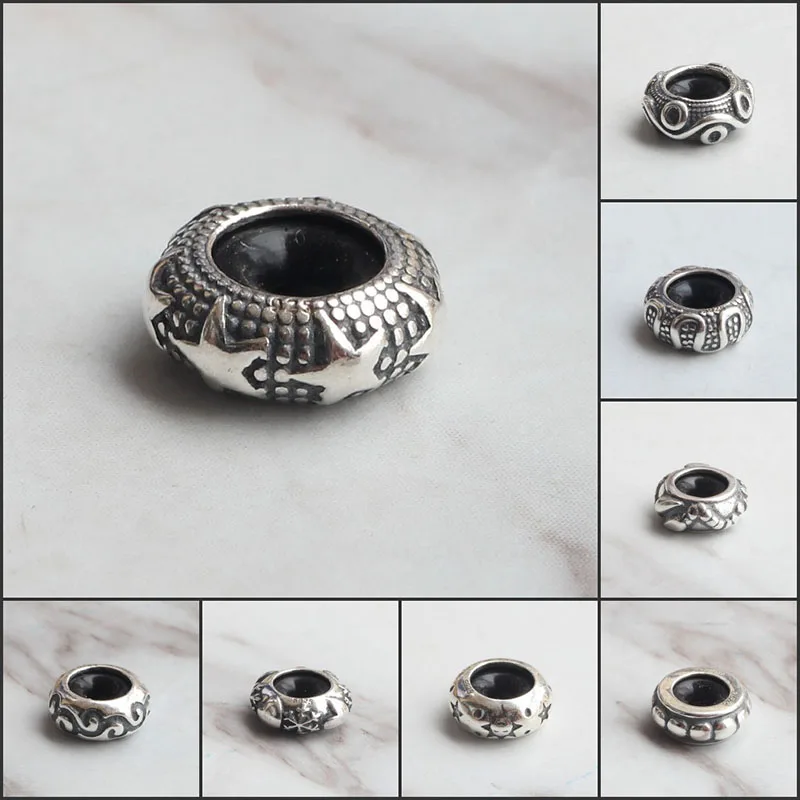 

925 Sterling Silver Spacer Stopper Heart Dolphin Flower Footprint Bead Charm Fit European Style 3mm Bracelet Jewelry