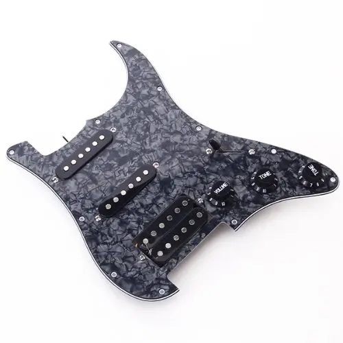 

Electric Guitar Pickguard Pickups Loaded Prewired 11 Hole SSH Black Pearl
