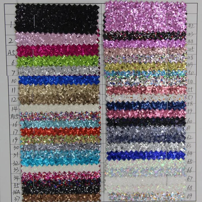 fabric glitter material/ Expose chunky glitter surface knitted backing