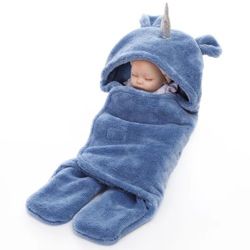 Высококачественное одеяло для новорожденного ребенка пеленать обертывание супер мягкое зимнее детское одеяло для новорожденных Manta Bebes постельные принадлежности для сна сумка - Цвет: blue