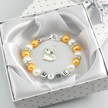 New font b Personalised b font Girl Birthday Wedding Gift Charm Bracelet Daughter With Box gold