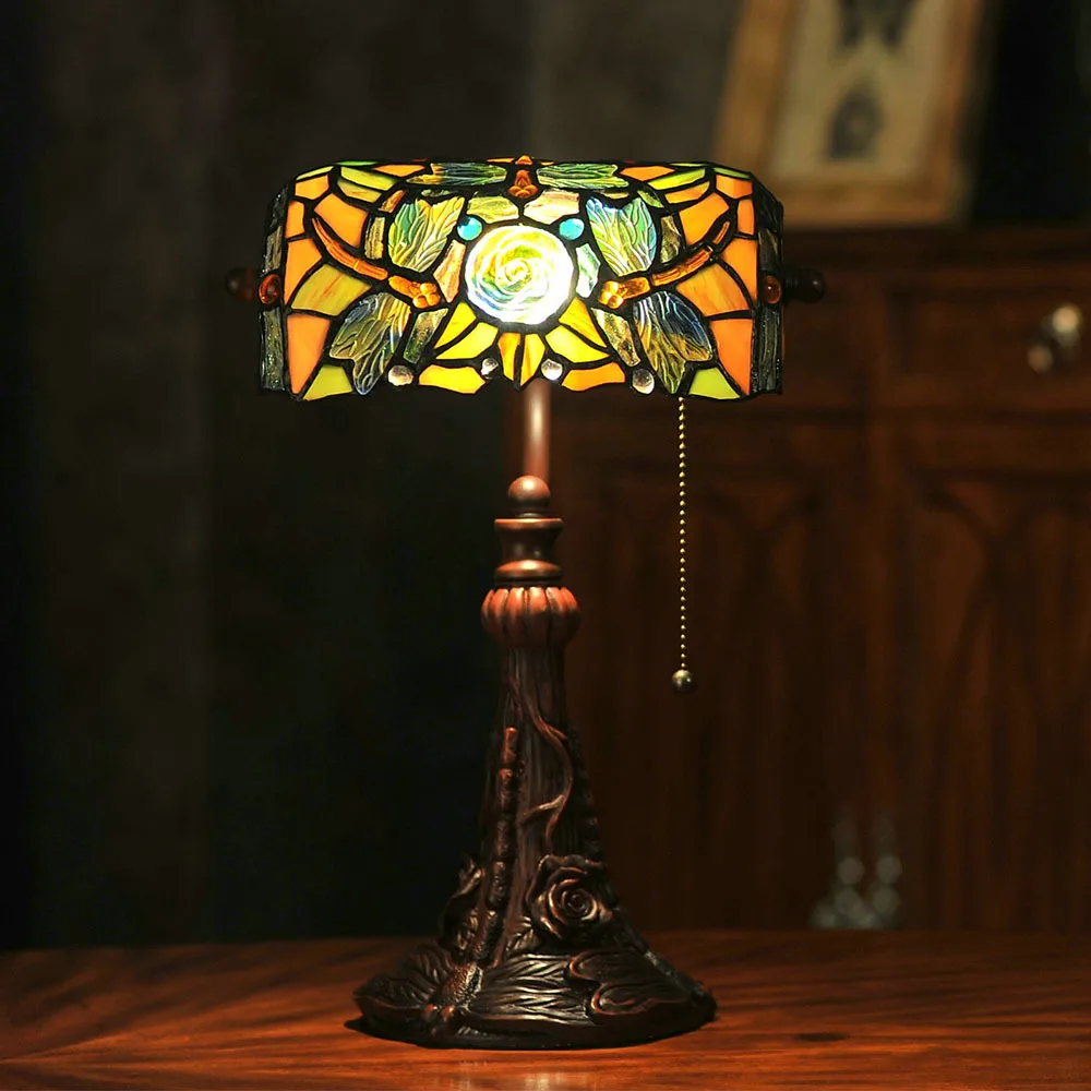 Classic Handmade Inlay Resin Tiffany Table Lamp E27 Colorful Glass