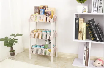 

Three-layer Multifunctional Garden Type Plastic Floor Type Shelf Kitchen Cart Belt Roller Grocery Cart