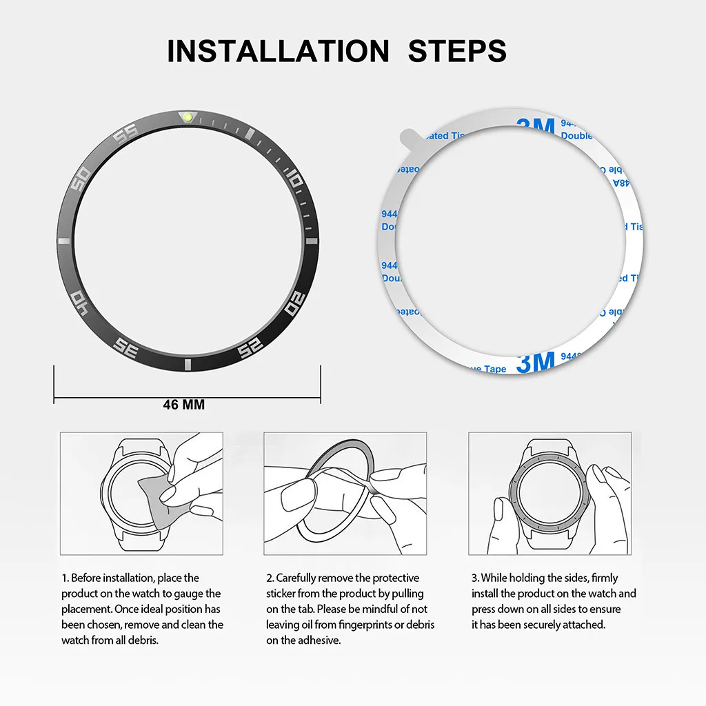 15 стилей 46 мм кольцо-ободок для часов samsung Galaxy watch для samsung gear S3 кольцо-ободок клейкое покрытие против царапин светящееся