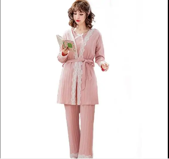 

3 PCS Sexy Floral Print Cotton Maternity Nursing Nightwear Summer Autumn Sleepwear for Pregnant Women Pregnancy Pajamas