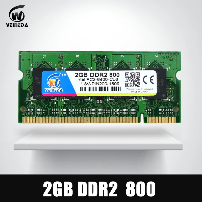 

VEINEDA Memory Ram DDR2 2gb 4gb 800Mhz Laptop Memory Ram 2gb ddr 2 PC2-6400 for Notebook motherboard NON-ECC