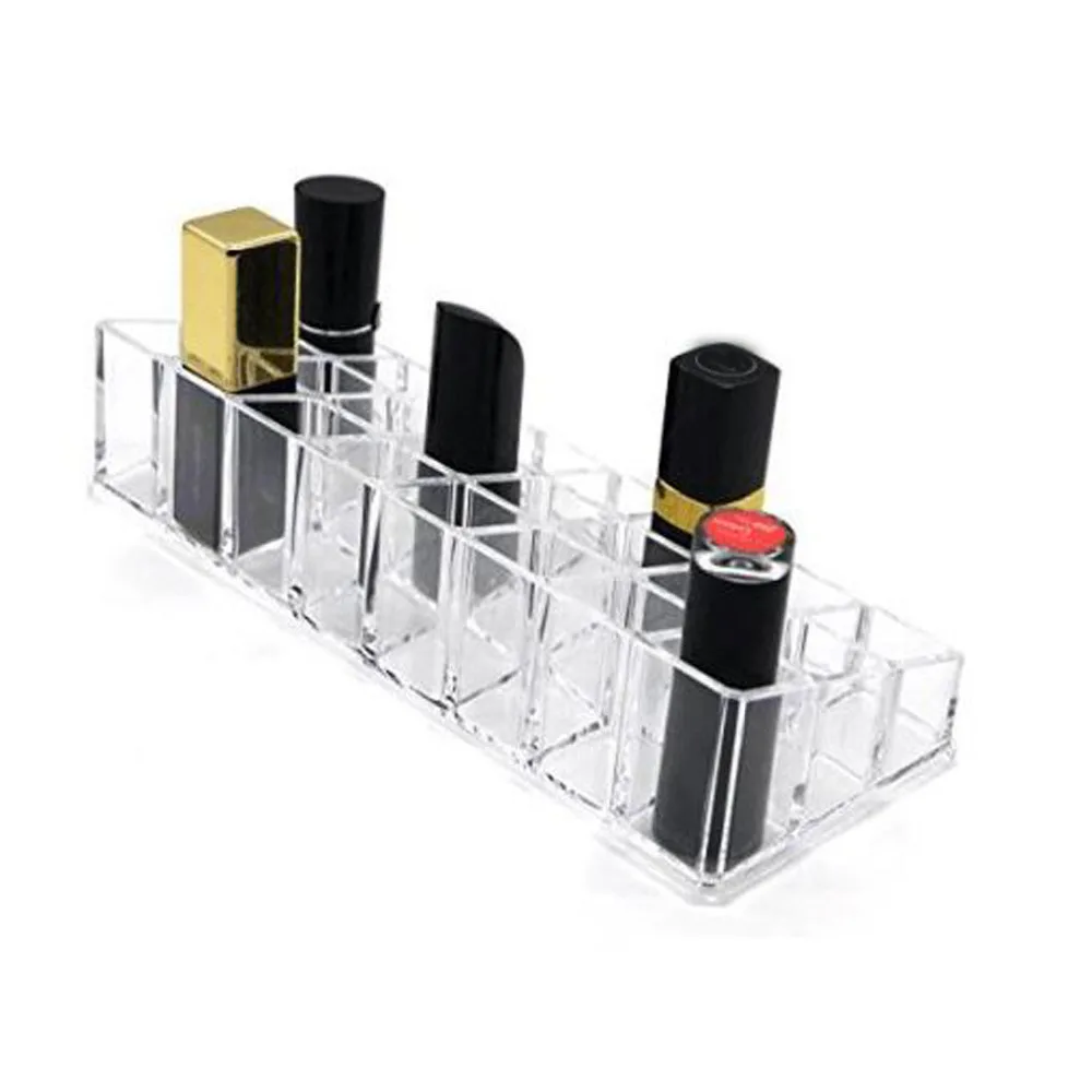 

12 Holes Clear Acrylic Cosmetic Makeup Organizer Box for Lipstick,Brushes,Bottles,and more Clear Case Display Rack Holder LS001