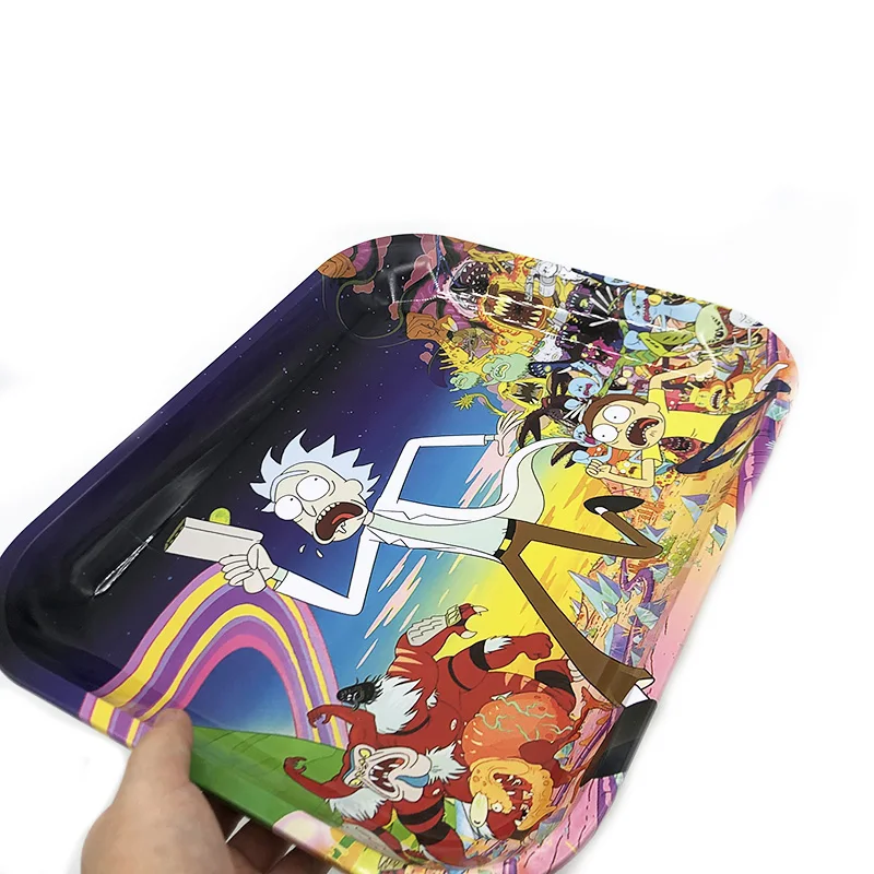 

Length:34.5CM *28CM Rick & Morty Pattern Metal Tobacco Rolling Tray Hand Roller Grinder DIY Tray Cigarettes Smoke
