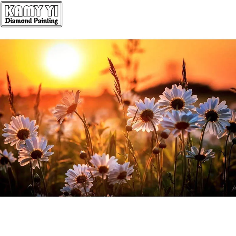Diy алмазная живопись Алмазная мозаика закат цветы квадратная полная вышивка