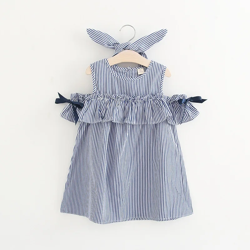 

Y5Y6 Brand Summer Girl Dress with Bow tie Stripe Fashion Girls Dresses Casual princess Kids Clothes robe fille enfant Ball Gown