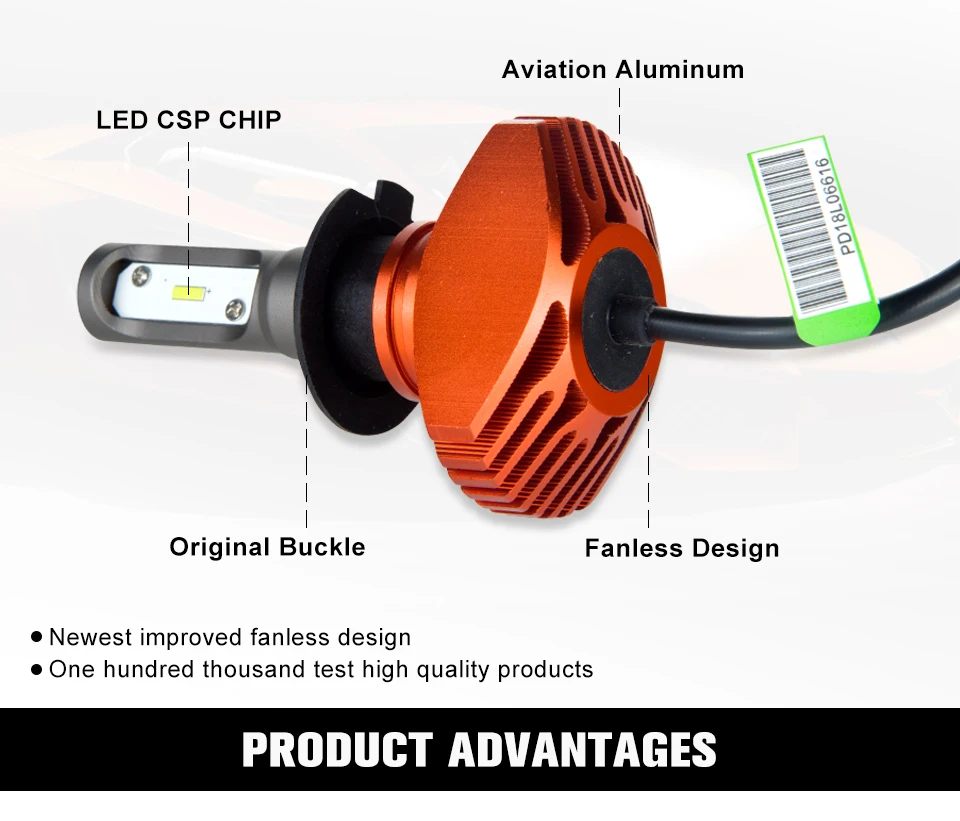 Foxcnsun 1PCS 40W 8000LM 6500K CSP LED H7 Led H4 Car Headlight Bulb Fanless H11 H8 H9 9005 HB3 9006 HB4 Hi Lo Beam H1 H3 12V 24V (2)