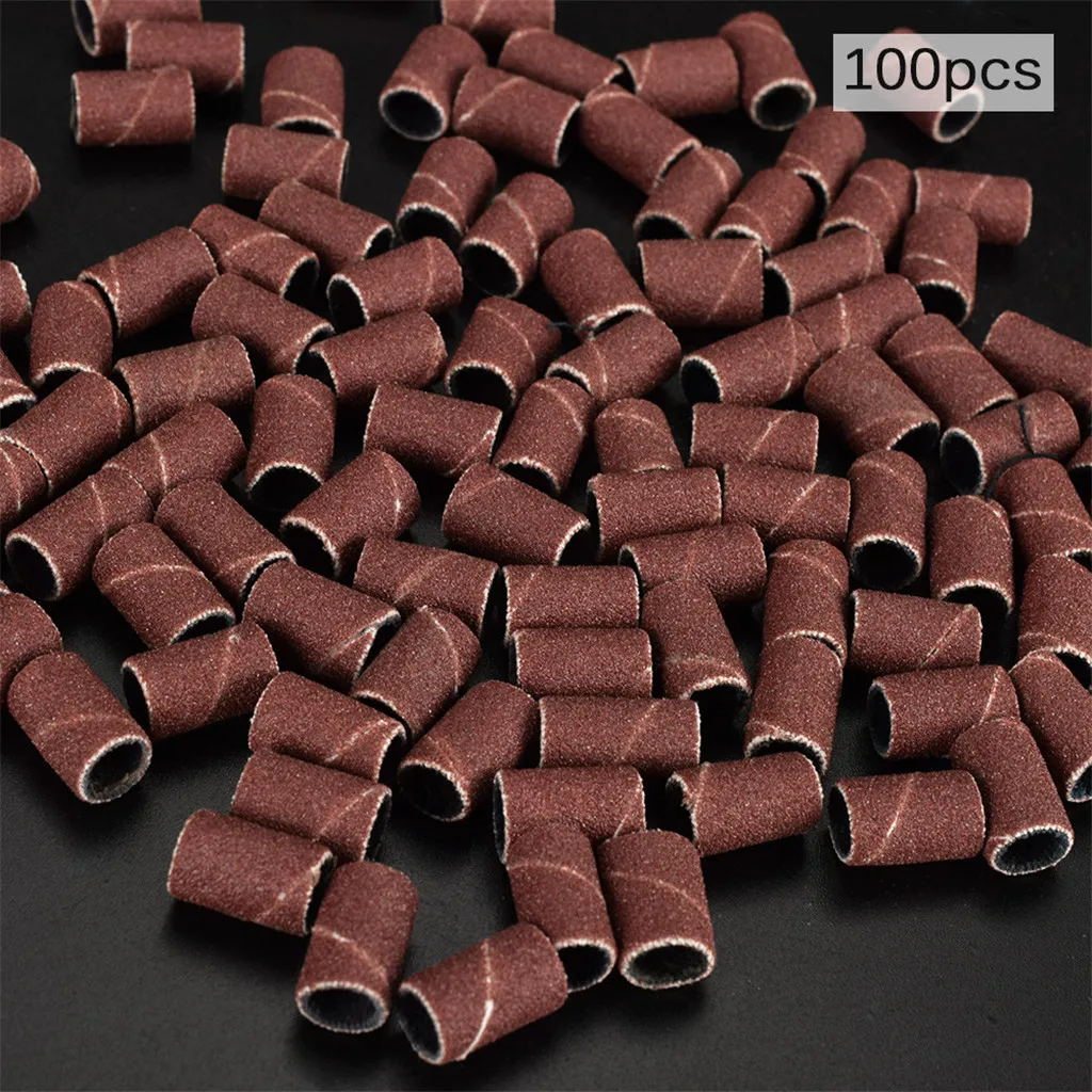 100pcs Nail Dedicated Sanding Ring Bands Grinding Head Polisher Essential Supplies Sand Circle for Nail Drill Bits