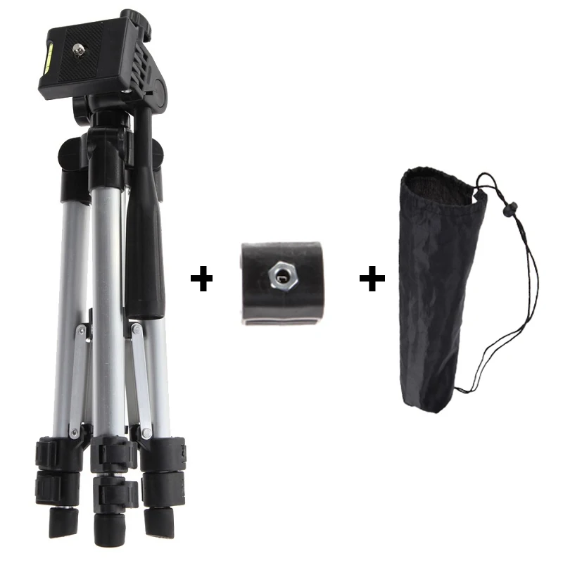 

ALLOYSEED Professional Camera Tripod With Adjustable Handle Head Flashlight Clip Holder Tripod Universal For Phone DSLR Camera