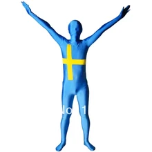 Флаг Швеции полноразмерный лайкра спандекс зентай костюм