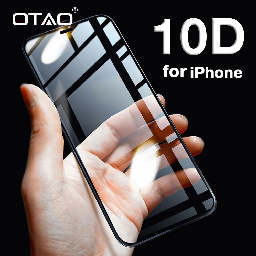  OTAO 10D Schutz Glas auf die Für iPhone 8 7 6 6 S Plus X XS MAX Glas Volle Abdeckung auf iPhone XR 