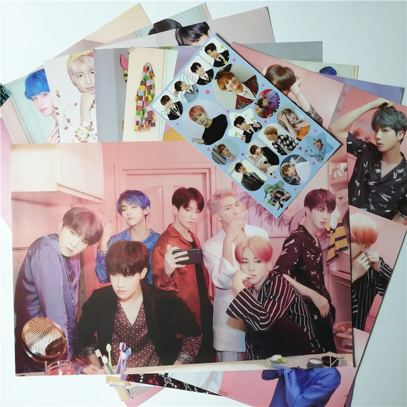 

8*(42x29cm)BT21 Bangtan Boys around Posters Wall Stickers Gift KPOP dropshipping posters Jung Kook V SUGA JIMIN RM JIN