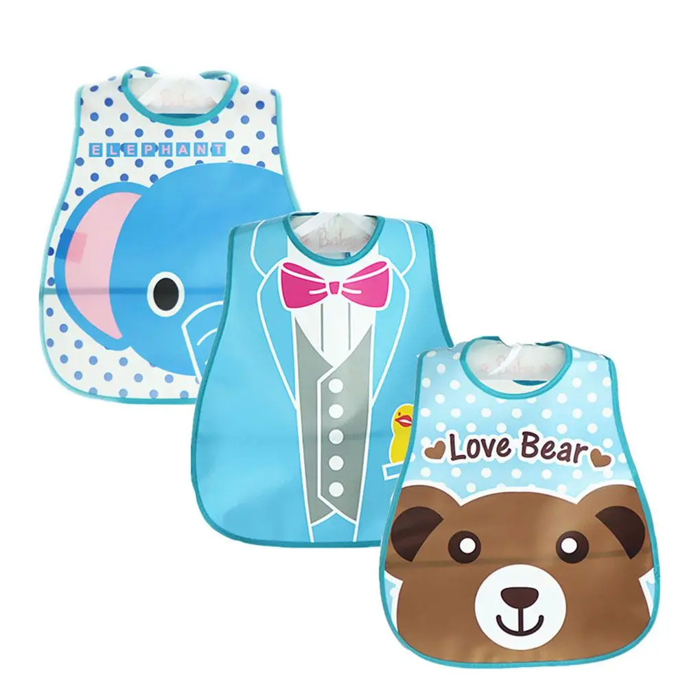 3pcs Cute Baby Bibs Toddler Waterproof Apron Cartoon Animals Children Feeding Smock Bib Baby Stuff Baby Bibs Infant Feeding Bib