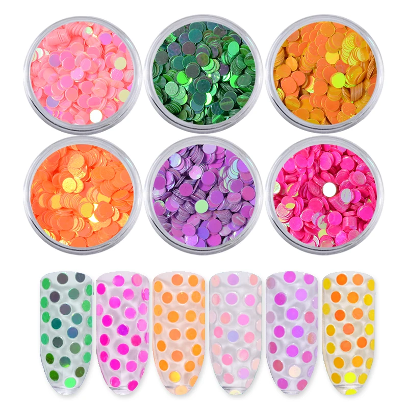 

6Pcs Aurora Round Ultrathin Sequins Nail Art Glitter Tips Unicorn Colorful Manicure 3D Nail Decoration DIY Accessories