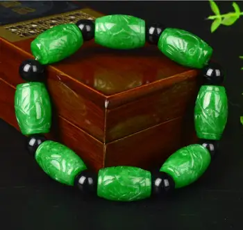 

Natural fashion carved jade bracelet green road leads jade bracelet men lucky amulet free shipping
