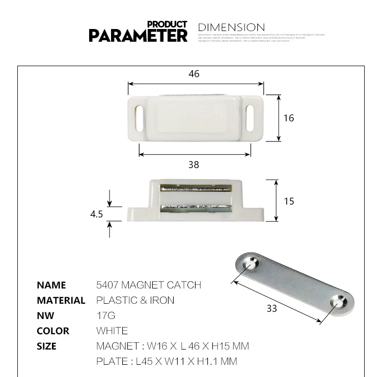 Дверная защелка для шкафа и т. Д./защелка для двери/защелки из белого пластика с высоким магнитом с металлической пластиной и бесплатными винтами