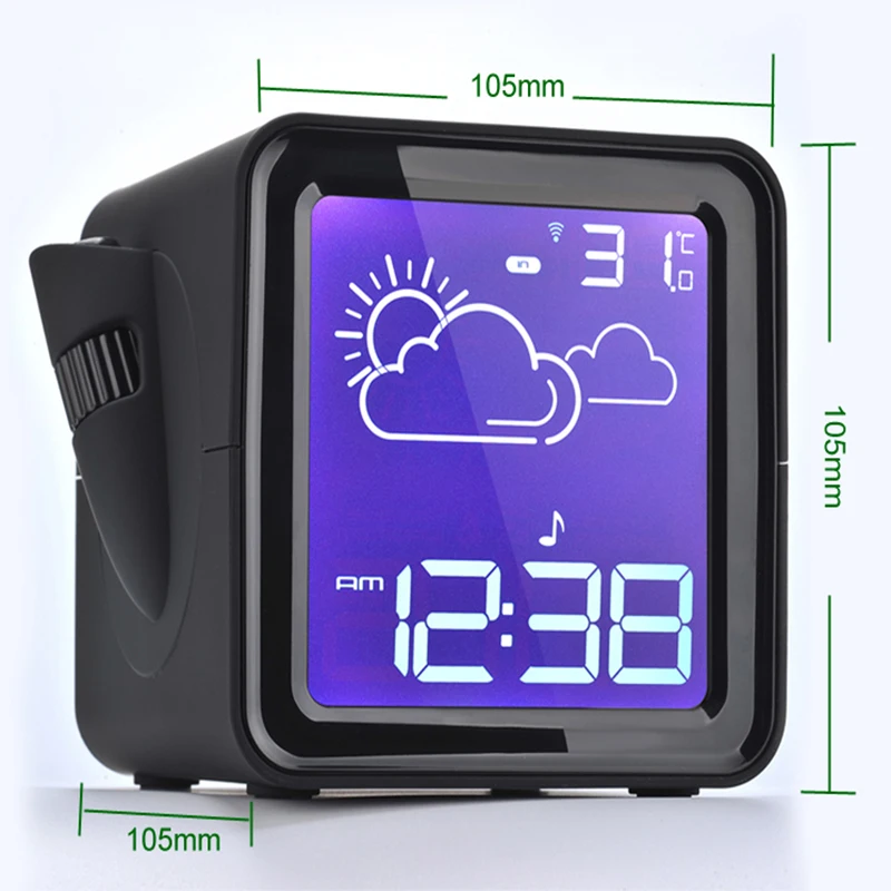 

LED Projector Radio Digital Backlight display Clock Snooze Weather Station Outdoor Temperature Humidity alarm clock