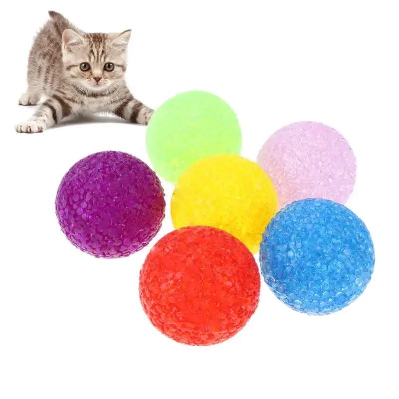 6pcs lot Particle Plastic Balls Interactive Cat Toys Colorful Cat Playing Toy with Bell Chewing Ball