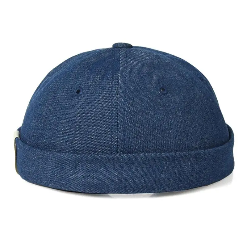 Men Brimless Cotton Hat Beanie Skullcap Sailor Cap Cuff Brimless Retro Navy Style Beanie Hat Adjustable Sailor Biker Cotton Sun