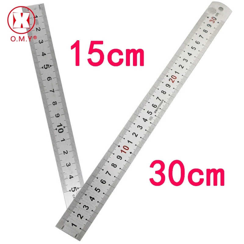 Omy Double Side Scale Stainless Steel Straight Ruler Measuring Tool