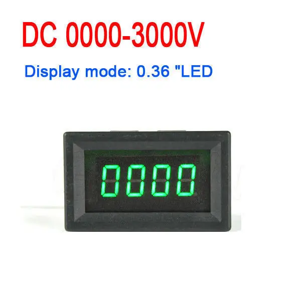 0.36 4bit 0-3000V High precision LED Display DC Digital Voltmeter Battery high Voltage Tester Car Motorcycle Panel Meter 5V 12V 24V Power Volt Detector Gauge RED