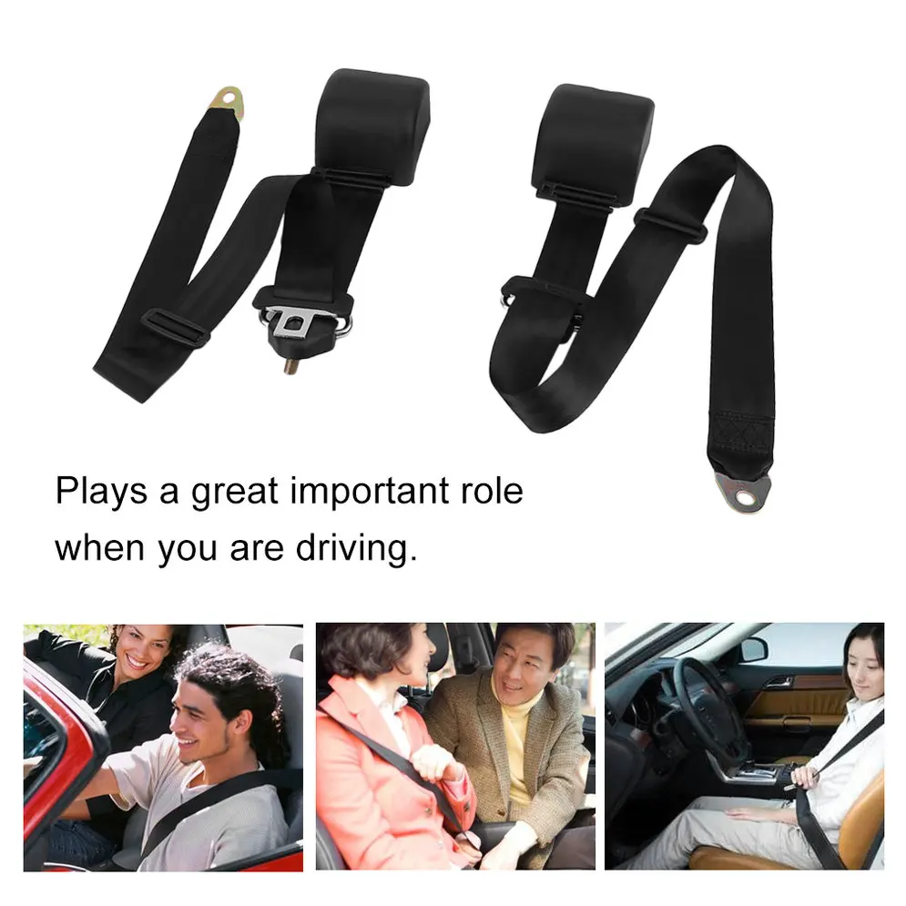 Universal 3 Point Retractable Car Seat Lap Belt Kit Auto Cars Safety