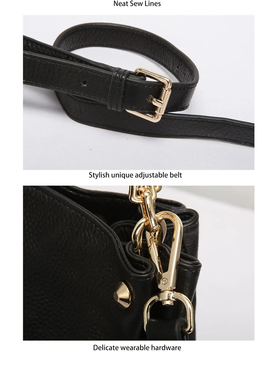 Zency натуральная кожа модная женская сумка через плечо черная сумочка Элегантная Дамская сумка через плечо кошелек повседневные сумки-тоут