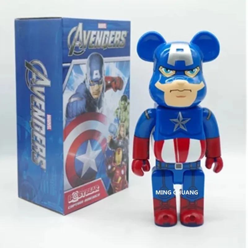 

Be@rbrick 400% Bearbrick Avengers Infinity War Superhero Captain America Gloomy BB PVC Action Figure Collectible Model Toy D213