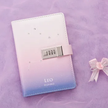 

Kawaii B6 Notebook Set PU Creative Cute Constellation Planner Divider Code Lock Note Book Personal Travel Journal Diary Handbook