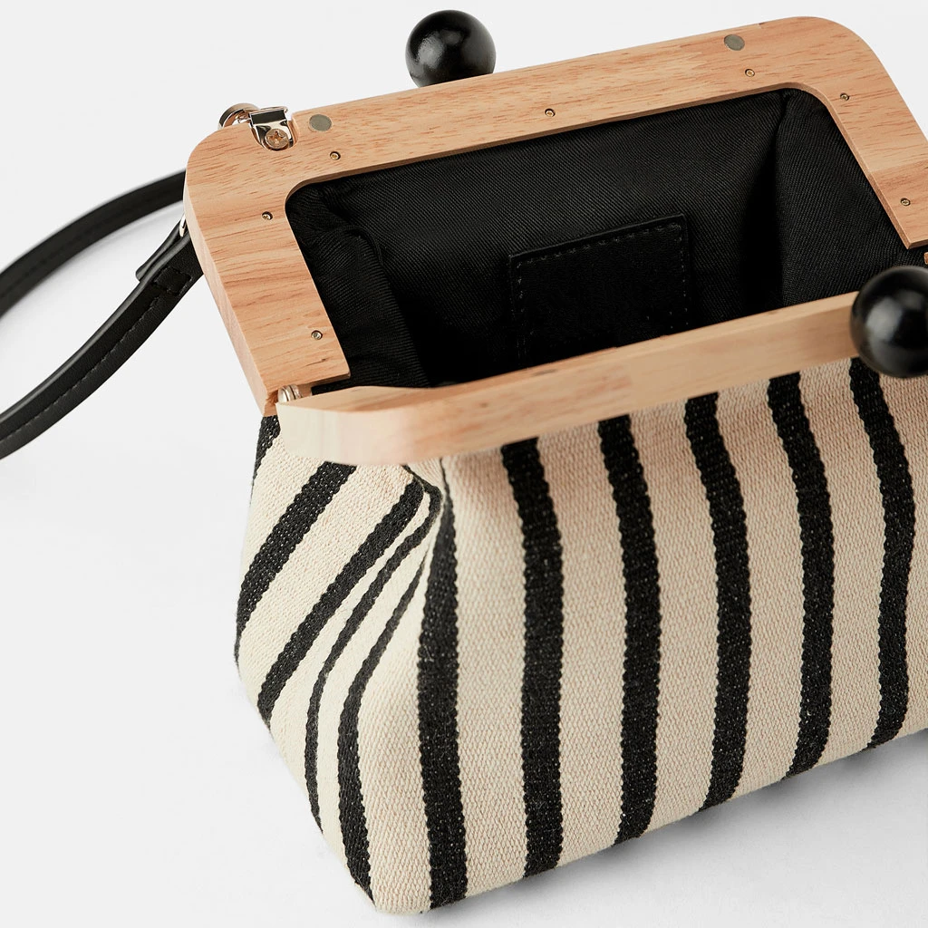 قماش حبة حقيبة كتف مخطط مشبك خشب أكياس للنساء Crossbody أكياس مخلب محفظة حقائب الماركات الشهيرة للمرأة بولسا موهير قماش حبة حقيبة كتف مخطط مشبك خشب أكياس للنساء Crossbody أكياس مخلب محفظة حقائب الماركات الشهيرة للمرأة بولسا موهير