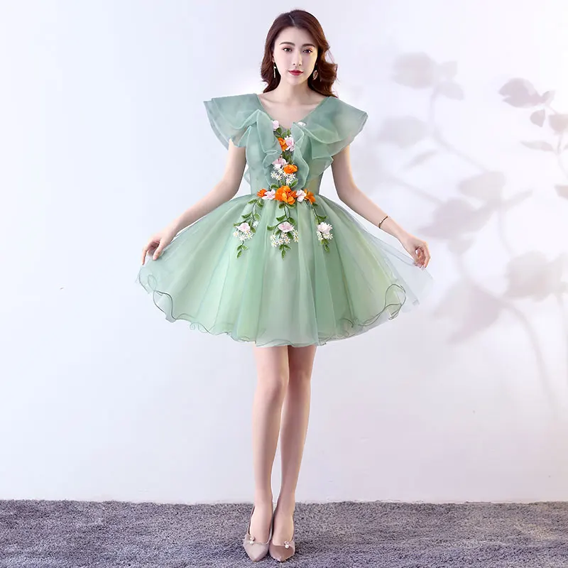 

New arrival Light green short lady girl women princess bridesmaid banquet party ball dress gown free shipping