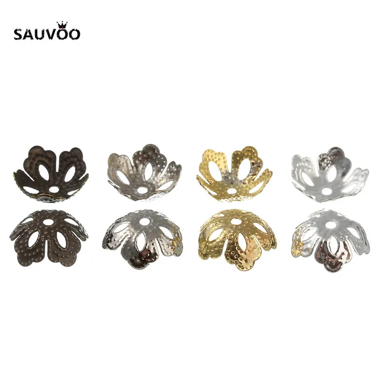 Sauvoo 500 шт. позолоченные серебряные металлические полые цветочные филигранные