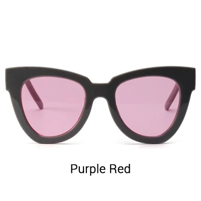 Ralferty, стильные солнцезащитные очки "кошачий глаз", женские Винтажные Солнцезащитные очки Cateye, женские белые пластиковые оправы, солнцезащитные очки, очки Oculos X1310 - Цвет линз: Purple Red