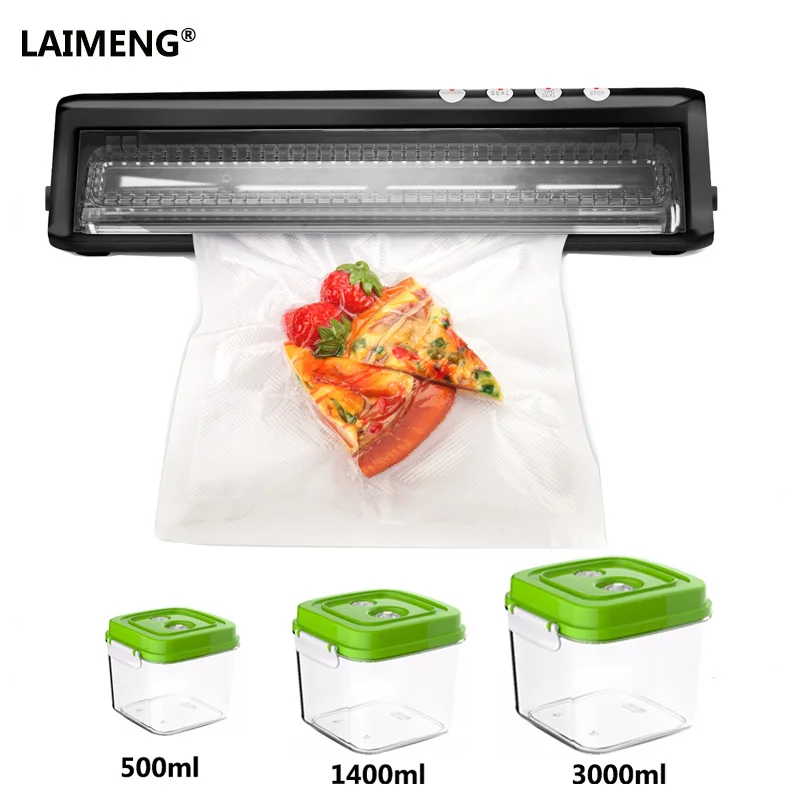 

LAIMENG Vacuum Sealer Vacuum Packing Machine with Food Grade Plastic Container 3000ML+1400ML+500ML With Vacuum Bags S203