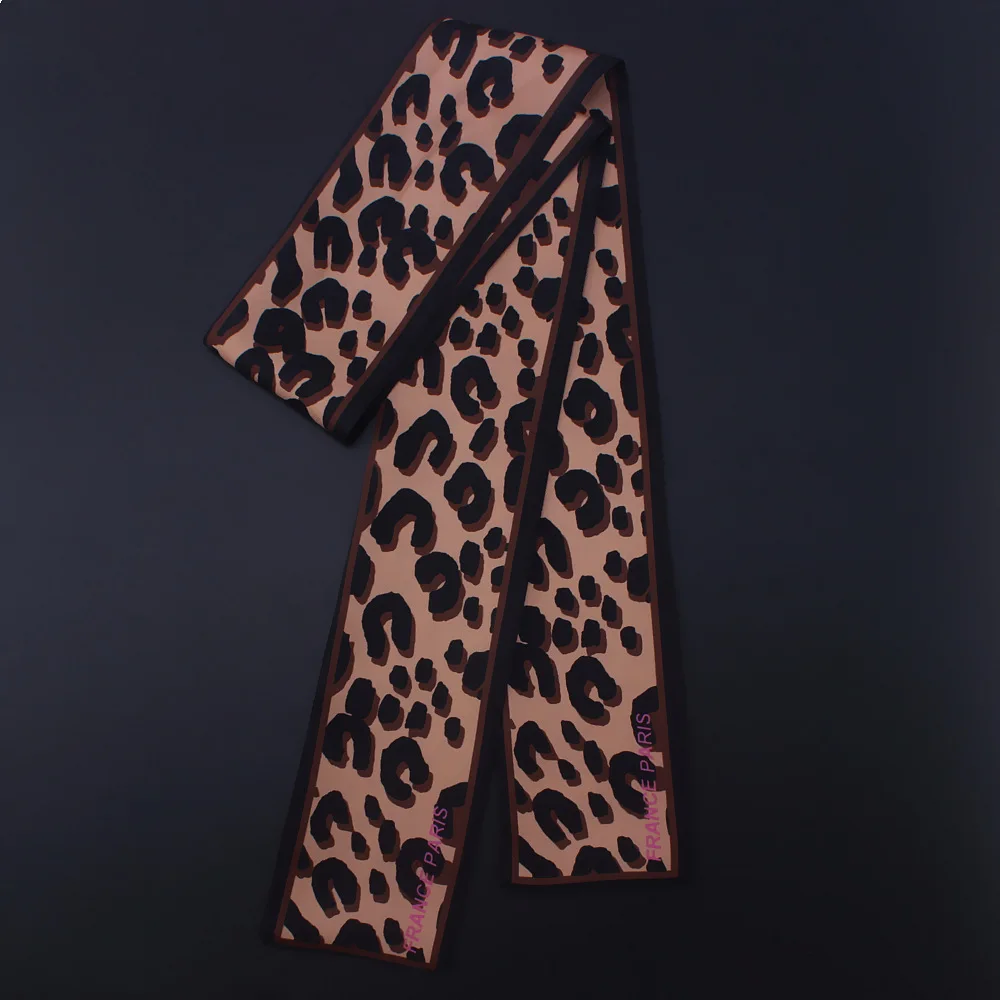 Осень европейский и американский Леопардовый принт маленький шелковый шарф женская сумка с завязками ручка лента платок на голову