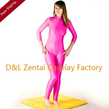 

Free Shipping DHL Sexy Full Body Adult Pink Lycra Spandex Zentai Suit Suit Leotard For Events and Halloween Party Plus Size